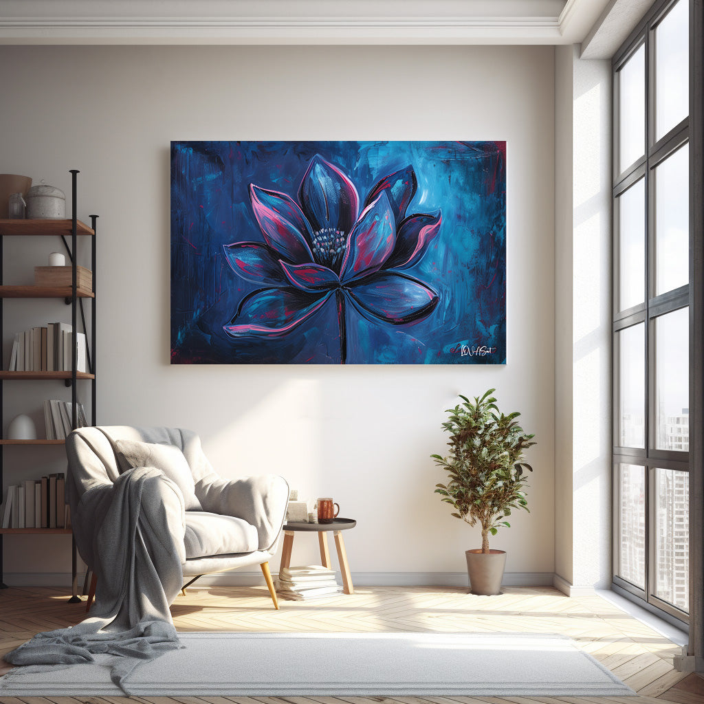 Mor Lotus kanvas tablo — farklı açıdan görünüm