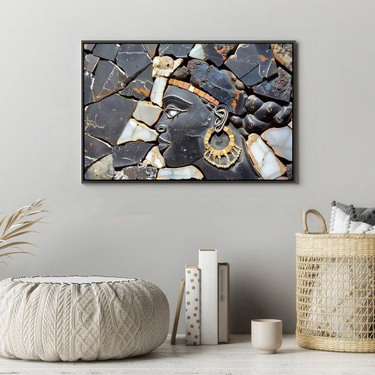 Mozaik Mısır Portresi - Kalın Metal Çerçeveli Kanvas Tablo