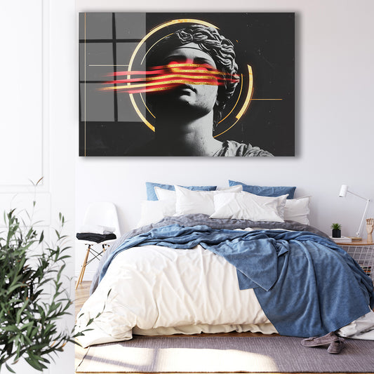 Neon Işıklı Heykel cam tablo — iç mekân uygulama örneği