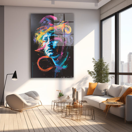 Neon Portre cam tablo — farklı açıdan görünüm