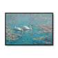 Nilüferli Kuğular - Kalın Metal Çerçeveli Kanvas Tablo