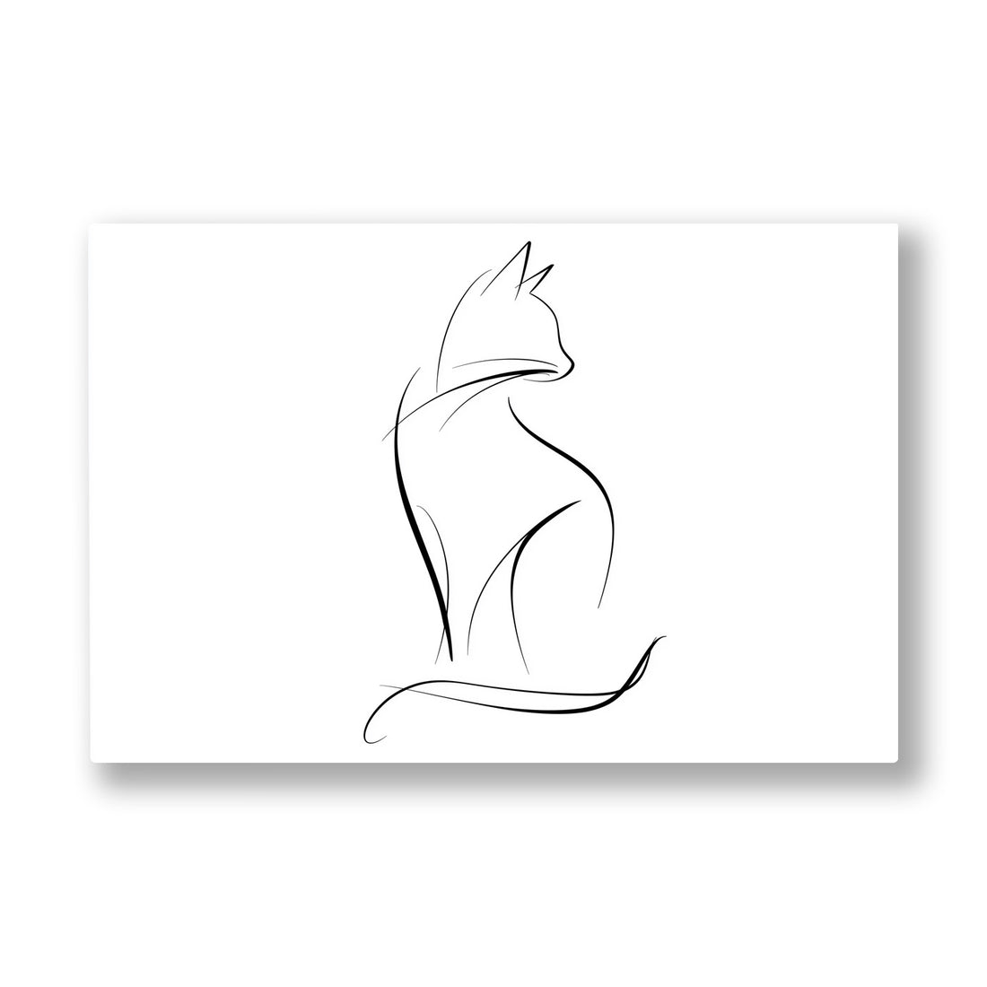 Oturan Çizgi Kedi kanvas tablo — Tek bir kesintisiz çizgiyle çizilmiş, oturan bir kedinin sade silueti.