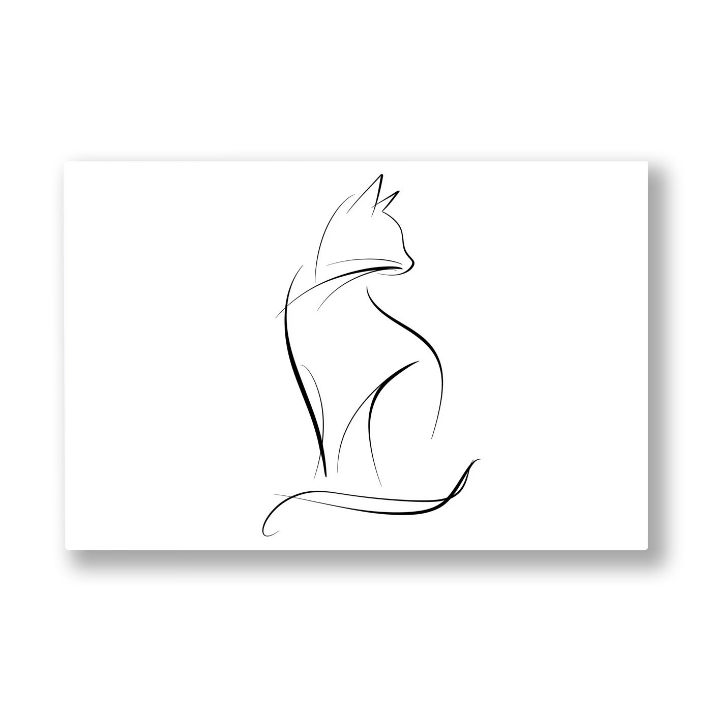 Oturan Çizgi Kedi kanvas tablo — Tek bir kesintisiz çizgiyle çizilmiş, oturan bir kedinin sade silueti.