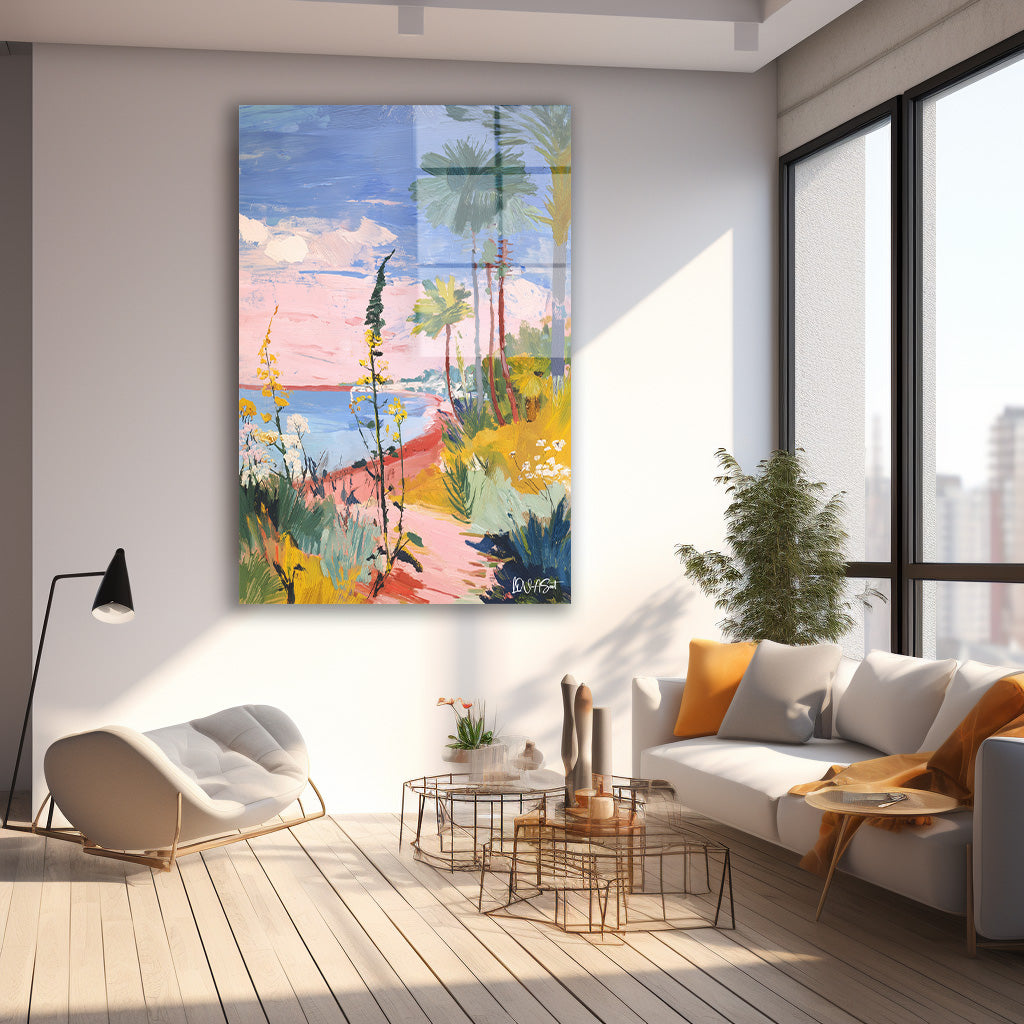 Palmiyeli Sahil cam tablo — farklı açıdan görünüm