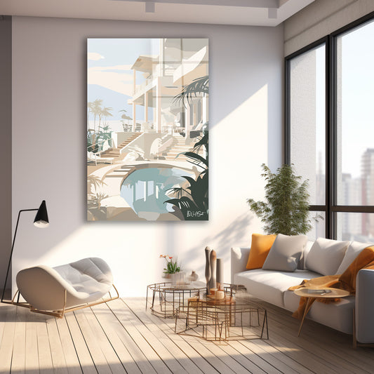 Palmiyeli Tatil Köyü cam tablo — farklı açıdan görünüm