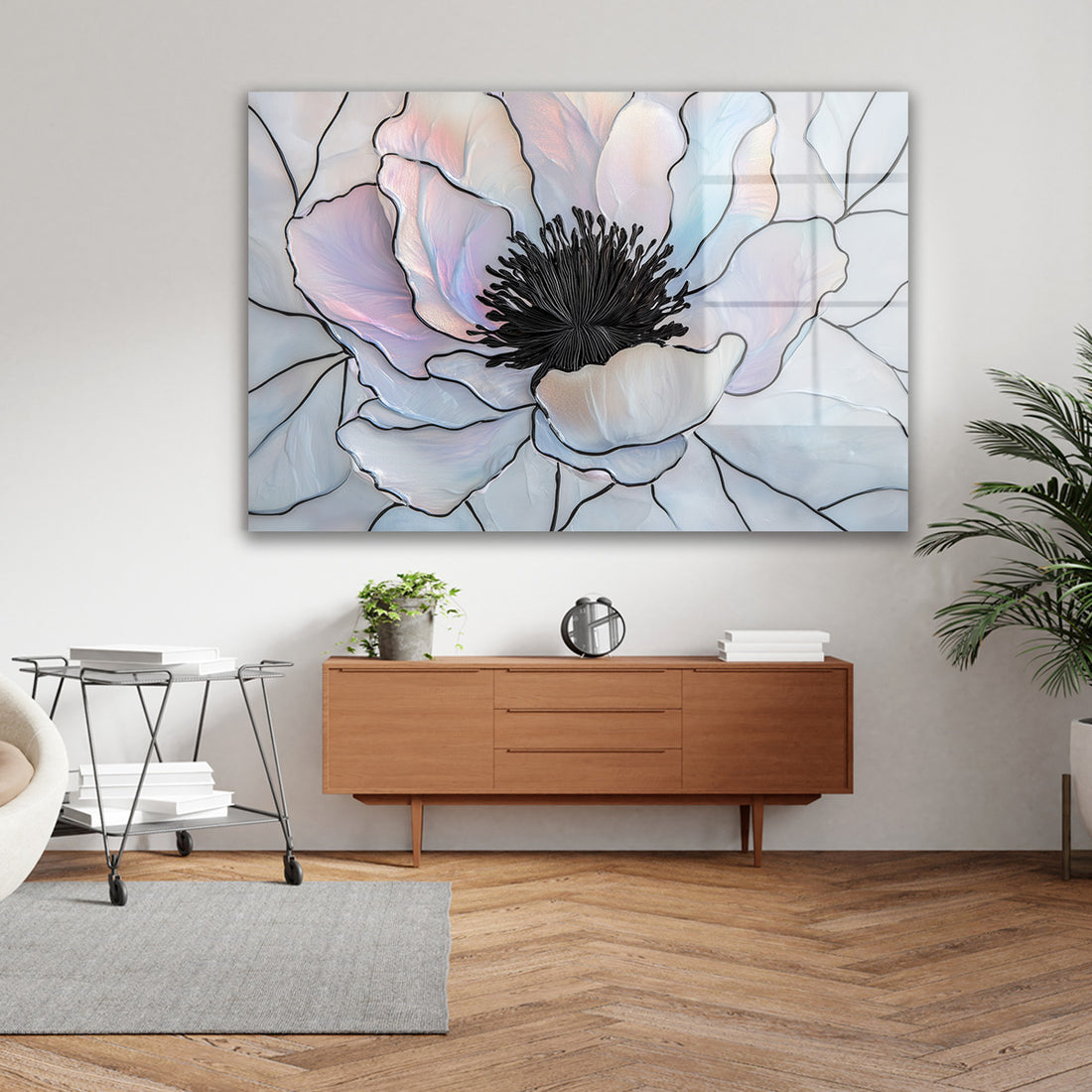 Pastel Anemon cam tablo — farklı açıdan görünüm