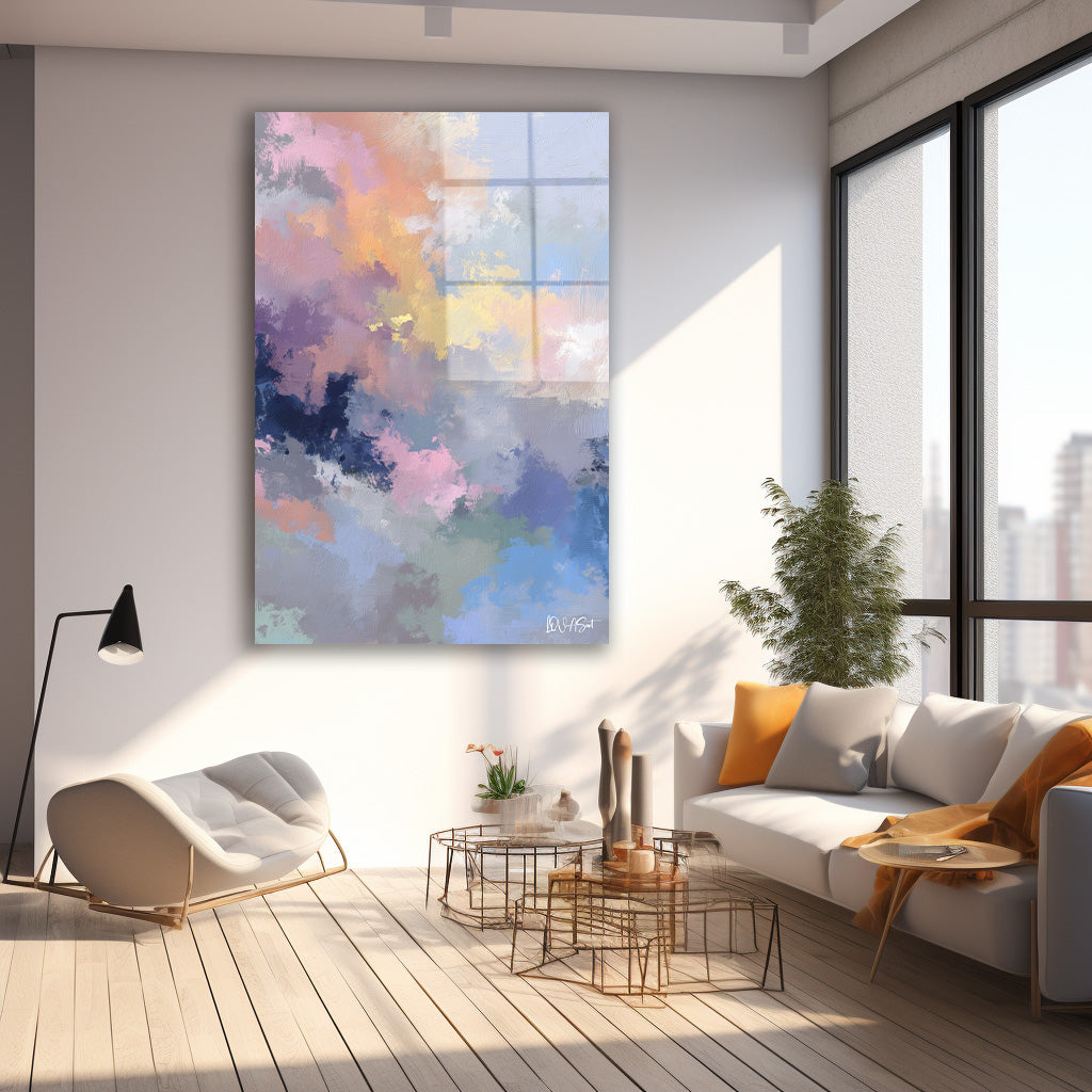 Pastel Bulutlar 3 cam tablo — farklı açıdan görünüm