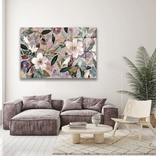 Pastel Çiçek Bahçesi cam tablo — farklı açıdan görünüm