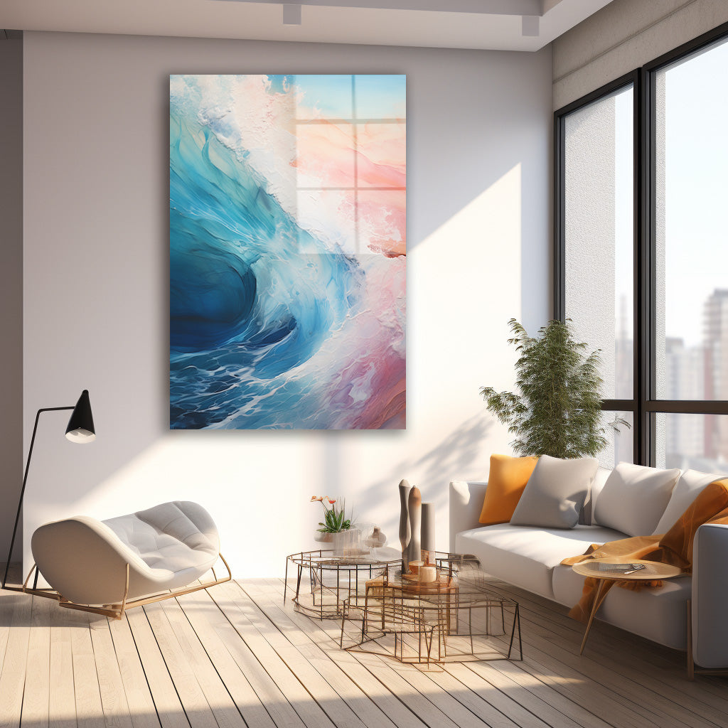 Pastel Dalga cam tablo — farklı açıdan görünüm