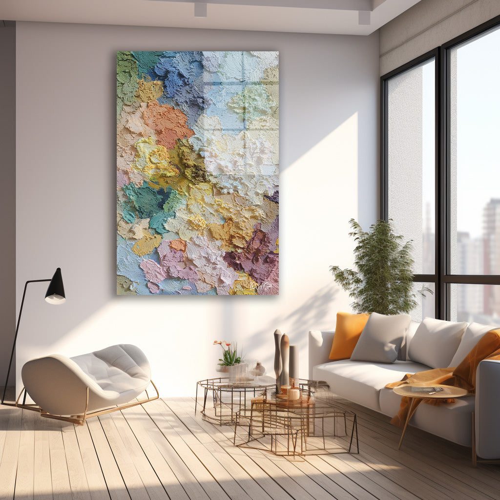 Pastel Doku Bahçesi cam tablo — farklı açıdan görünüm