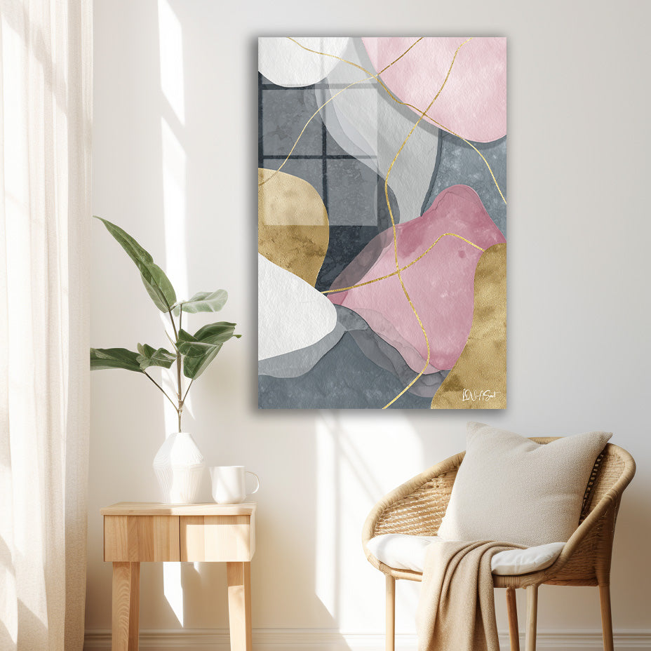 Pastel Geometrik Formlar cam tablo — iç mekân uygulama örneği