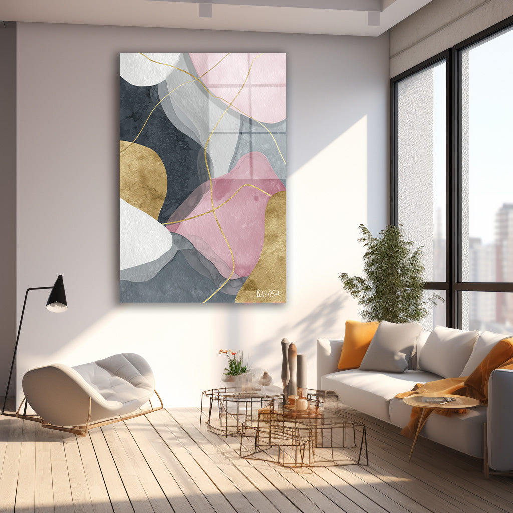 Pastel Geometrik Formlar cam tablo — farklı açıdan görünüm