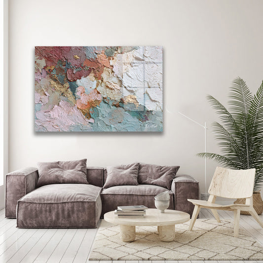 Pastel Kabartma cam tablo — farklı açıdan görünüm