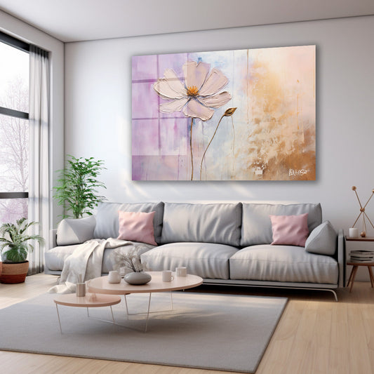 Pastel Kozmos cam tablo — farklı açıdan görünüm