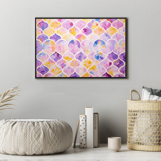 Pastel Mozaik Deseni - Kalın Metal Çerçeveli Kanvas Tablo