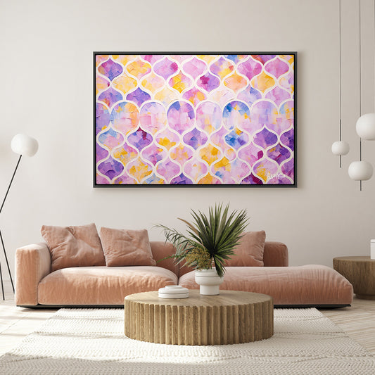 Pastel Mozaik Deseni - Kalın Metal Çerçeveli Kanvas Tablo