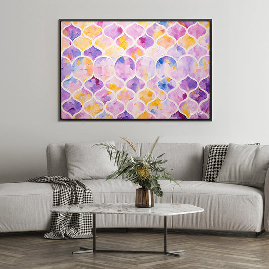 Pastel Mozaik Deseni - Kalın Metal Çerçeveli Kanvas Tablo