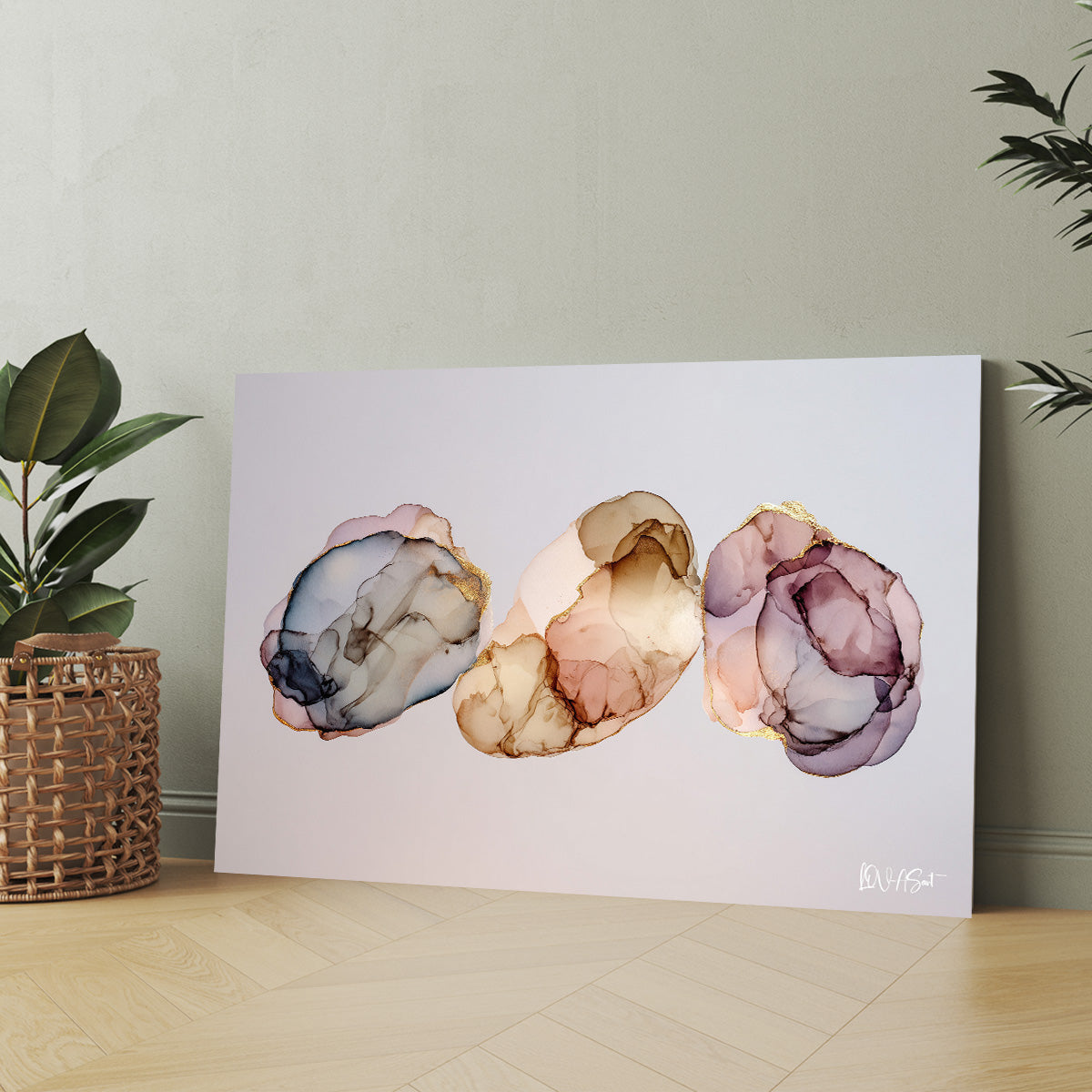 Pastel Mürekkep Baloncukları kanvas tablo — iç mekân uygulama örneği