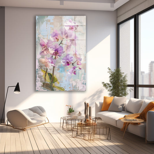Pastel Orkide Dalı cam tablo — farklı açıdan görünüm