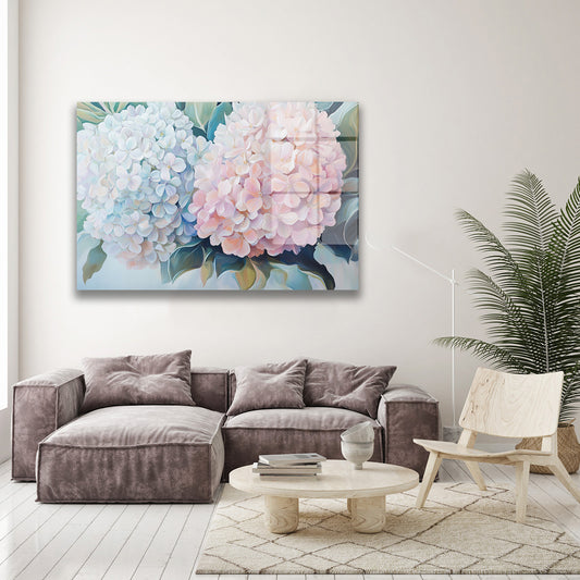 Pastel Ortanca Demeti cam tablo — farklı açıdan görünüm