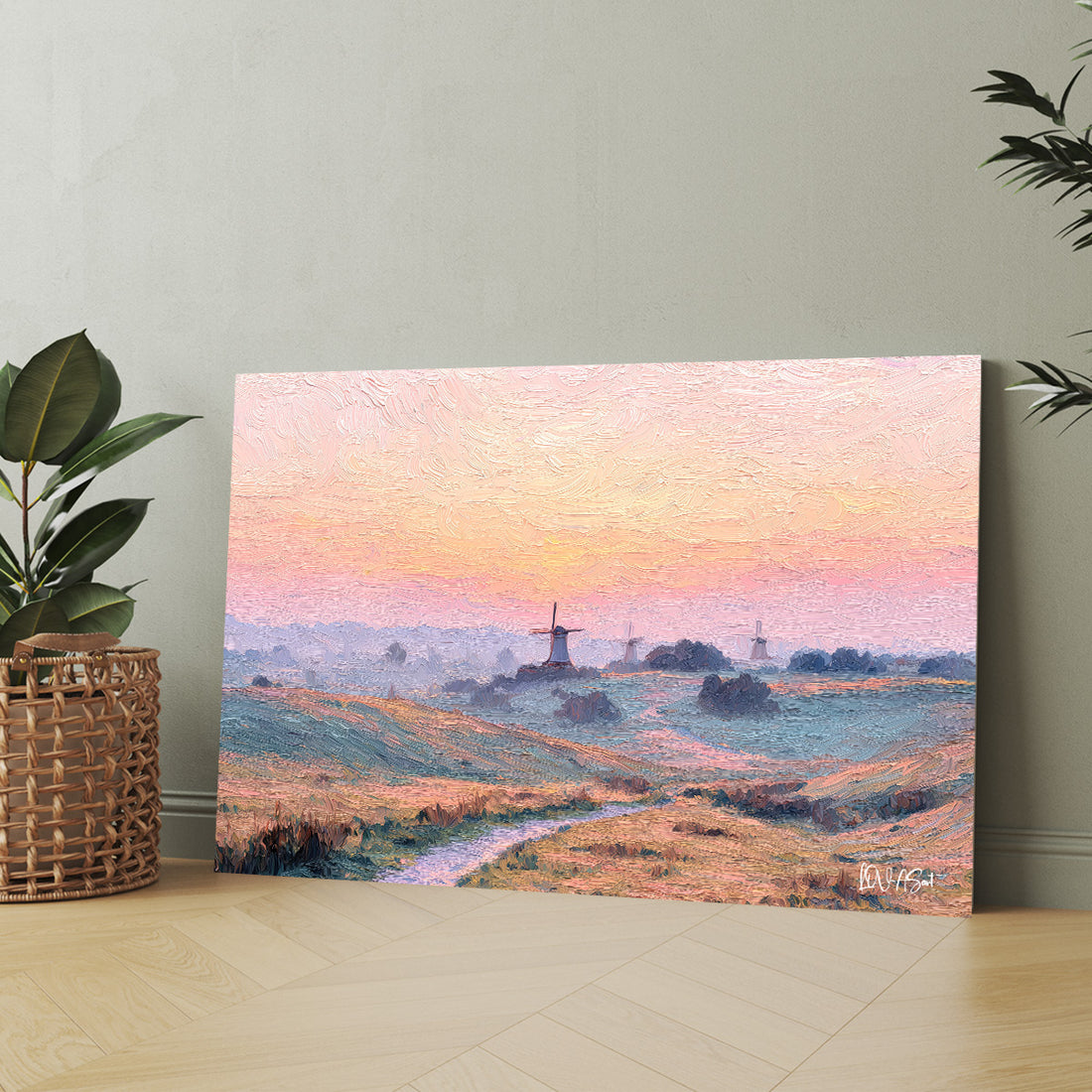 Pastel Sisli Ova kanvas tablo — iç mekân uygulama örneği