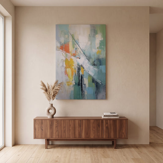 Pastel Soyut Çizgiler kanvas tablo — duvarda dekorasyon görünümü