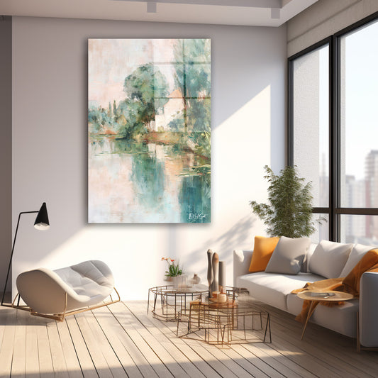 Pastel Su Yansıması cam tablo — farklı açıdan görünüm