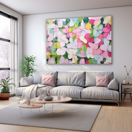 Pastel Yapraklar 2 cam tablo — farklı açıdan görünüm