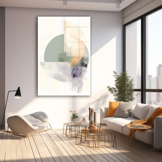 Pastel Yarım Daireler cam tablo — farklı açıdan görünüm