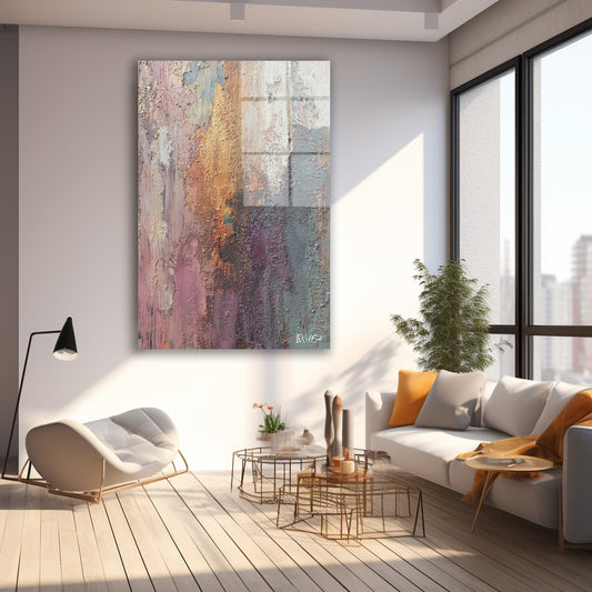 Pastel Yıpranmış Katmanlar cam tablo — farklı açıdan görünüm