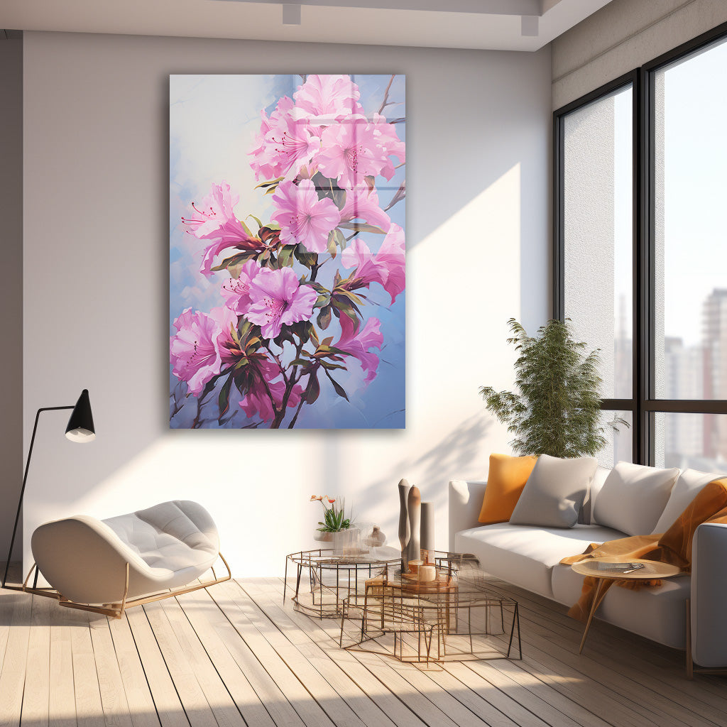 Pembe Açelyalar 2 cam tablo — farklı açıdan görünüm