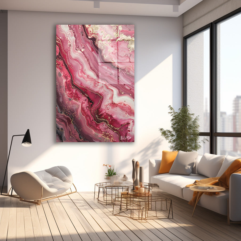 Pembe Akik cam tablo — farklı açıdan görünüm
