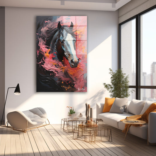 Pembe Alevli At cam tablo — farklı açıdan görünüm