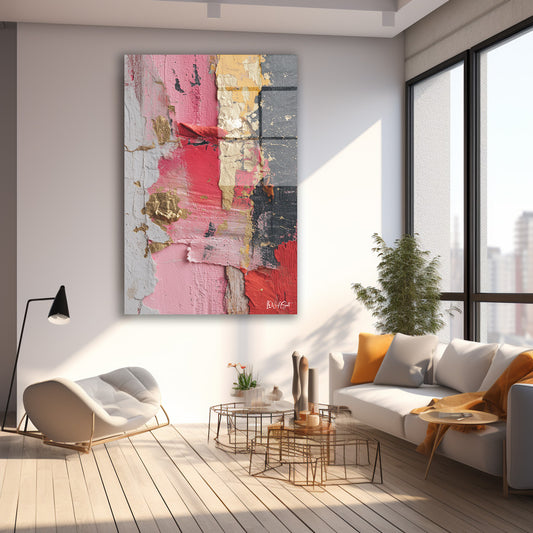 Pembe Altın Doku cam tablo — farklı açıdan görünüm
