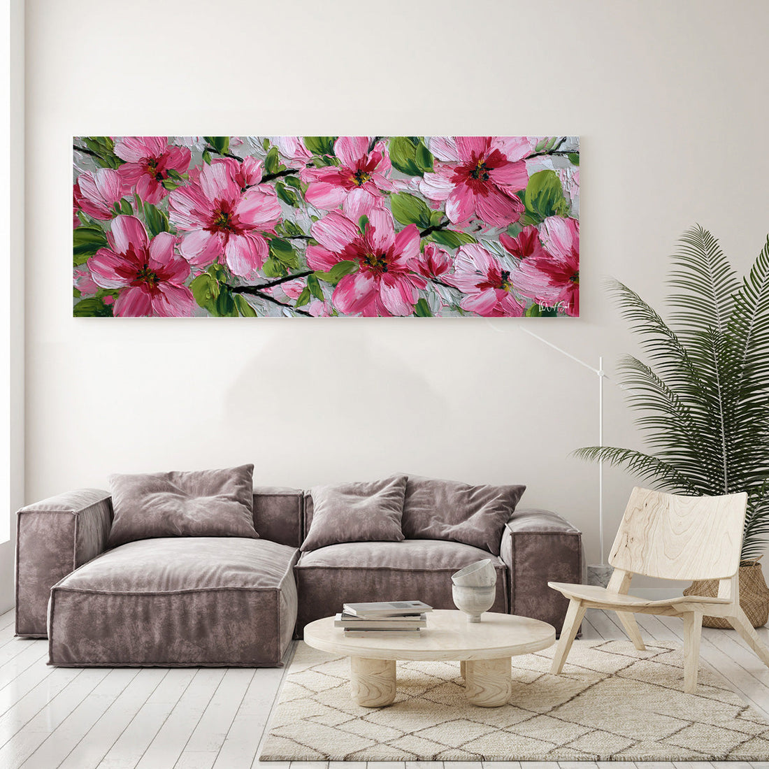 Pembe Büyük Çiçekler Kanvas Tablo duvar dekorasyonu