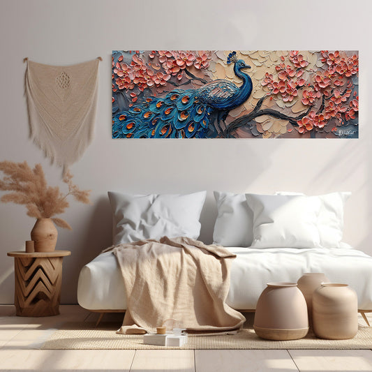 Pembe Çiçek Ve Tavus Kuşu