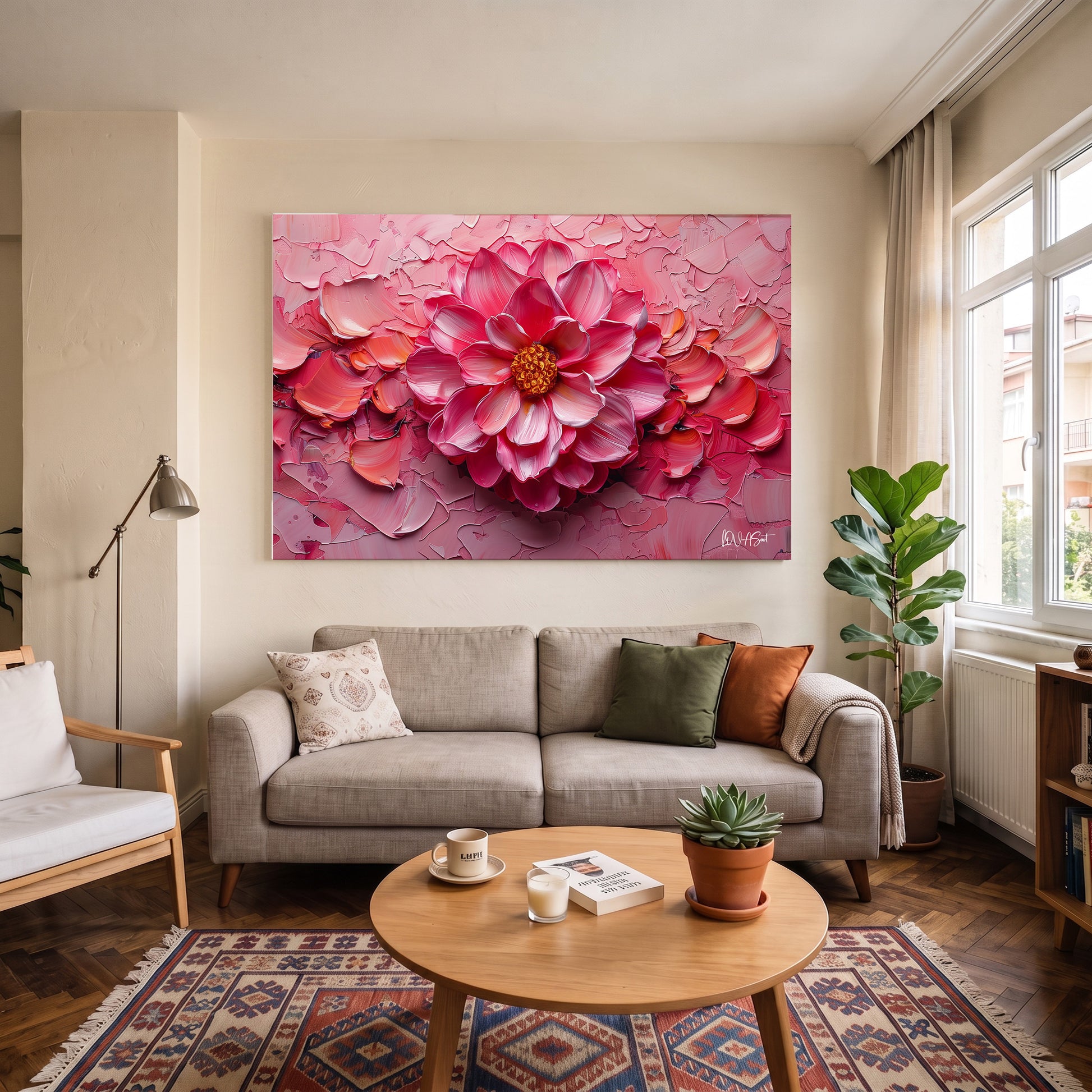 Pembe Dalyalar kanvas tablo — duvarda dekorasyon görünümü