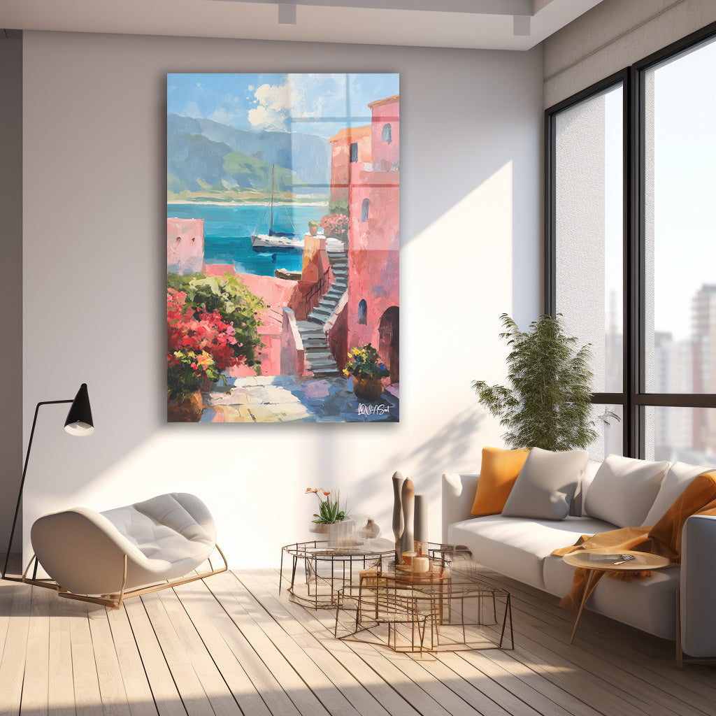Pembe Evli Koy cam tablo — farklı açıdan görünüm
