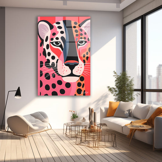 Pembe Fonda Leopar cam tablo — farklı açıdan görünüm