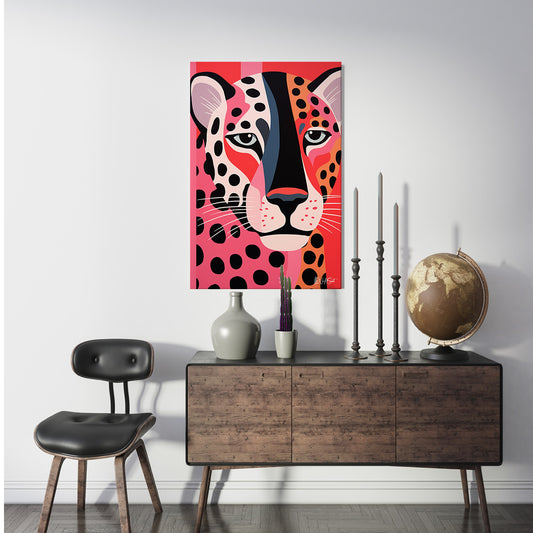 Pembe Fonda Leopar kanvas tablo — farklı açıdan görünüm