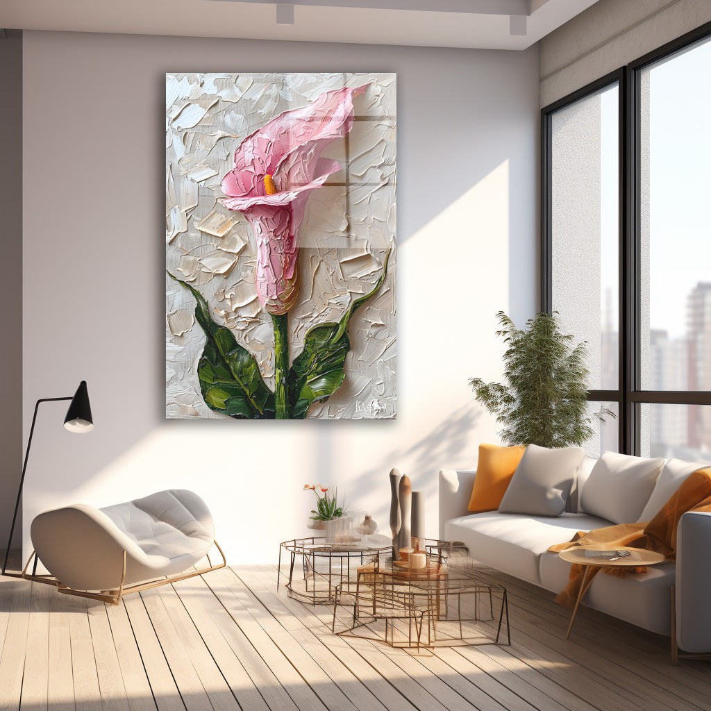 Pembe Gala Çiçeği cam tablo — farklı açıdan görünüm