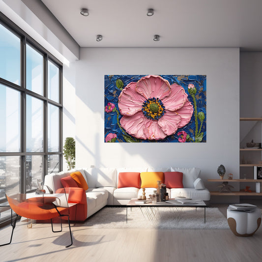 Pembe Gelincik kanvas tablo — iç mekân uygulama örneği