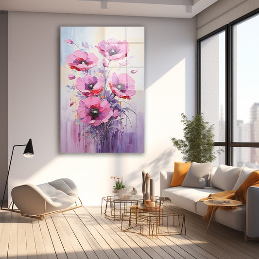 Pembe Gelincikler cam tablo — farklı açıdan görünüm