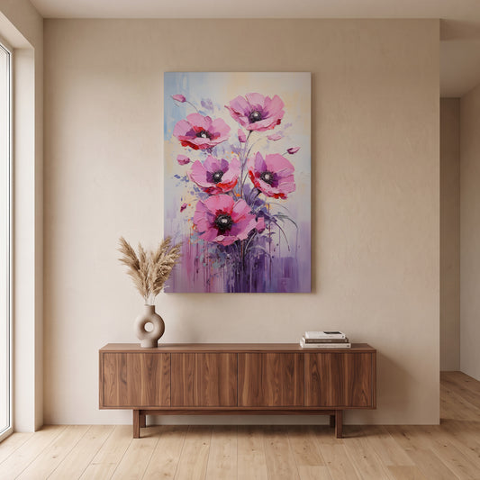 Pembe Gelincikler kanvas tablo — iç mekân uygulama örneği