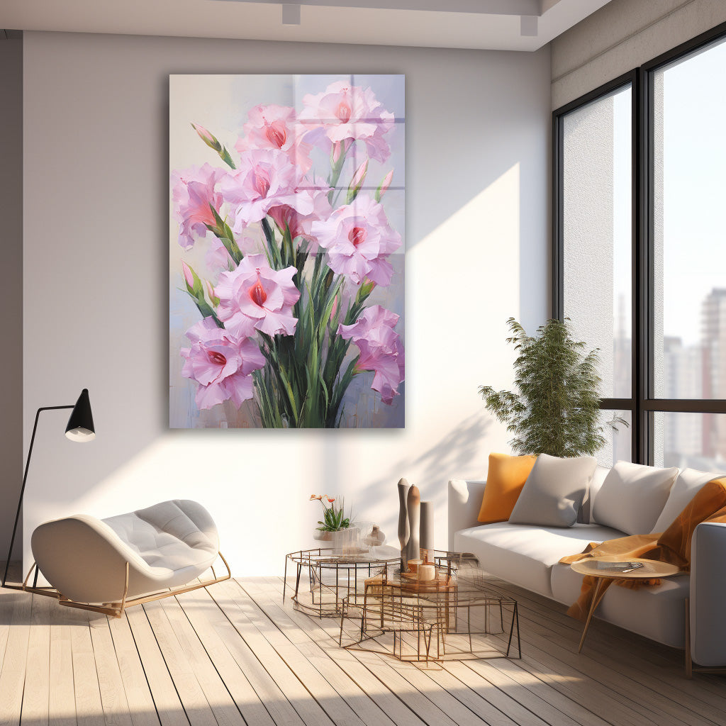 Pembe Glayöller cam tablo — farklı açıdan görünüm