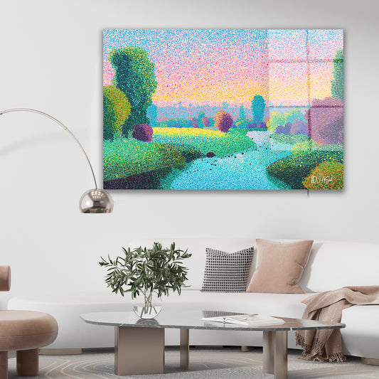 Pembe Gökyüzü Nehri cam tablo — farklı açıdan görünüm