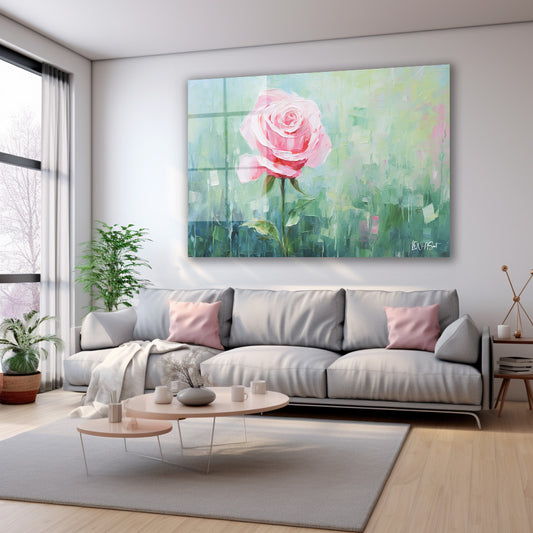 Pembe Gül 2 cam tablo — farklı açıdan görünüm