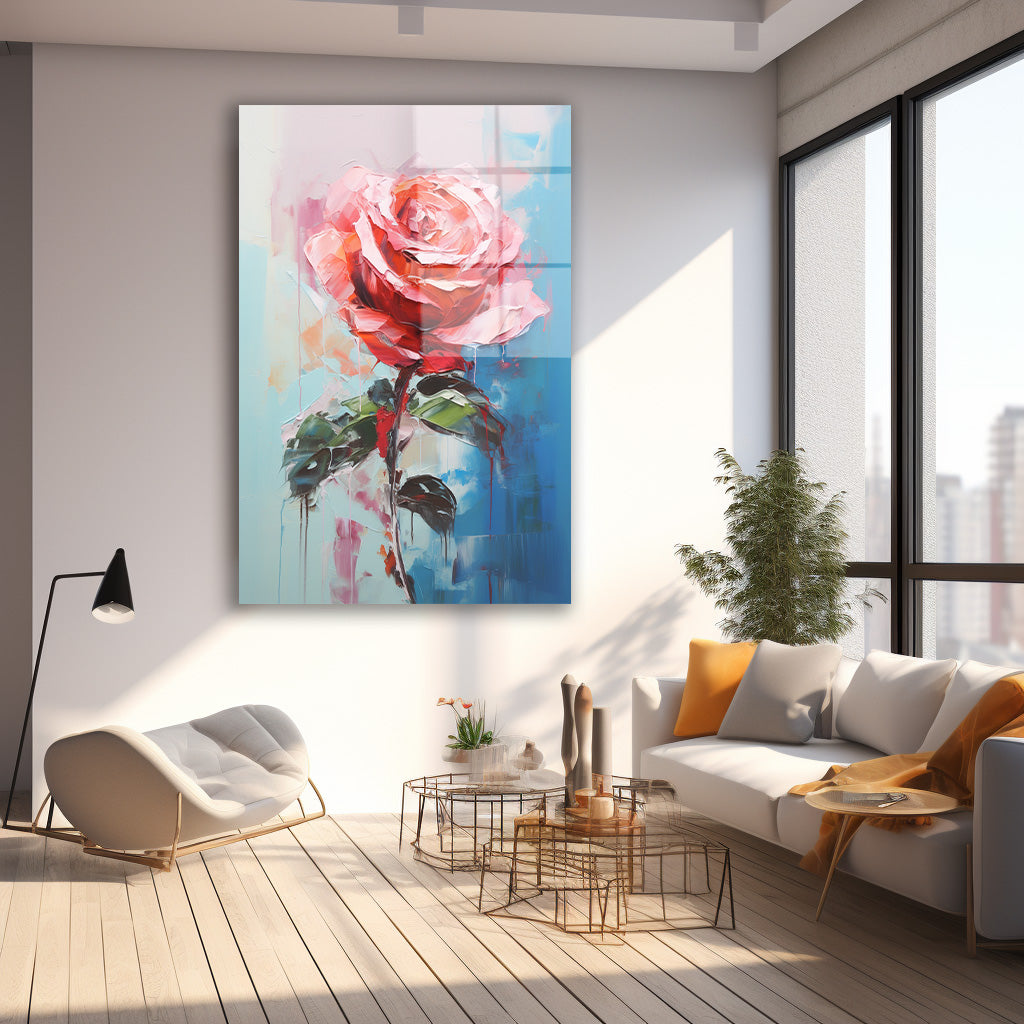 Pembe Gül 3 cam tablo — farklı açıdan görünüm
