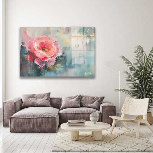 Pembe Gül cam tablo — farklı açıdan görünüm