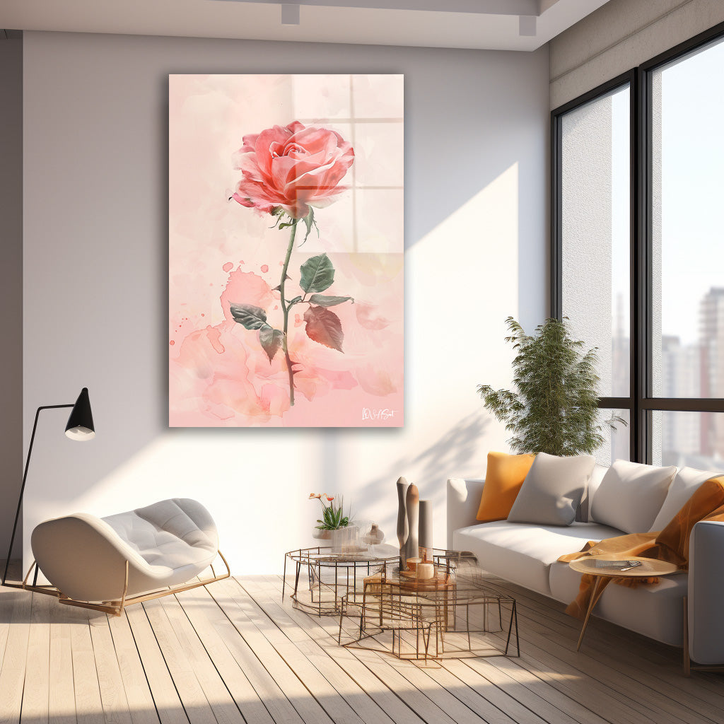 Pembe Gül Zarafeti cam tablo — farklı açıdan görünüm